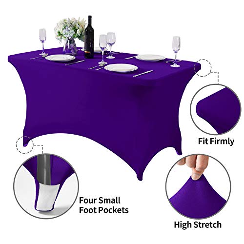 2Pack Spandex Table Cover for 4FT or 6ft or 8ft Table Universal Fitted Stretch Tablecloth for Party (2 Count)