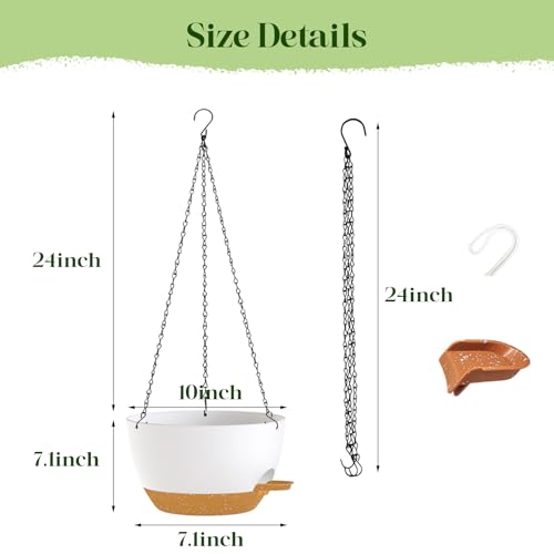 2 Pack 10 Inch Self Watering Hanging Planters for Indoor Plants (2 Count)