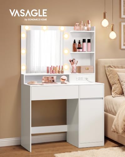 31.5 Inch Vanity Desk with Mirror and Lights