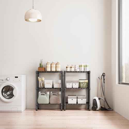 750 lbs 3 Tier Shelf Metal Storage Shelves Shelving Wire Rack Heavy Duty Closet Organizers for Garage Kitchen Bathroom Laundry Black 13.8" D x 23.6" W x 35.5" H
