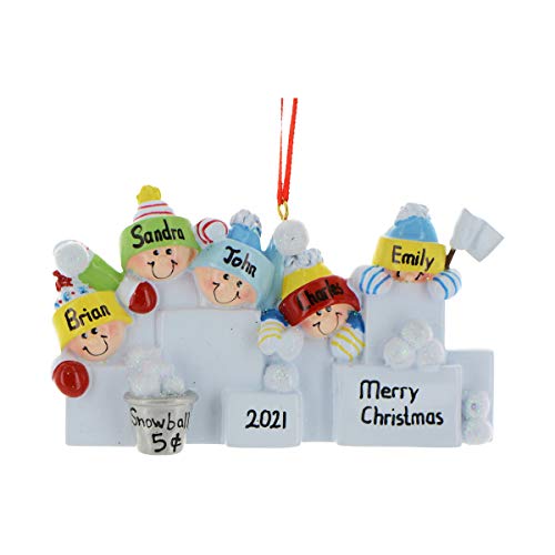 3D Snowball Fight Family of 5 Ornament 2026 Personalized Family Christmas Ornaments 2026