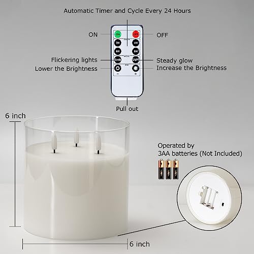 Pure White Large Glass Flameless LED Candle
