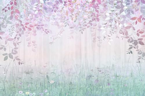 Hazy Pink Leaves and Greenery Wallpaper (127.5 Sq Ft)