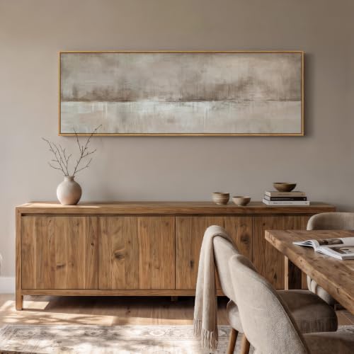 Large Framed Neutral Abstract Wall Art for Living Room