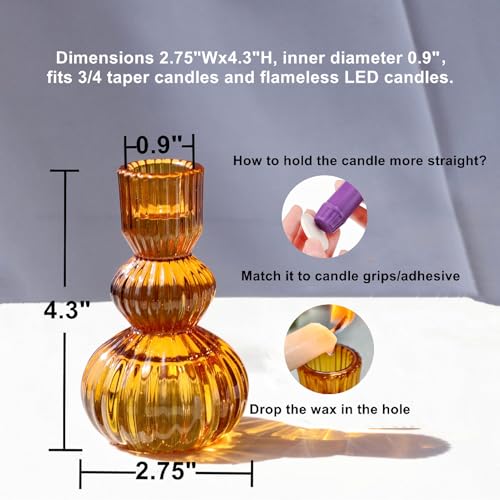 Amber Taper Candle Holders 4.3" H for Halloween (3 Count)