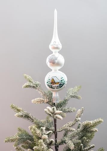Christmas Blown Glass Tree Topper Mouth Blown Christmas Finials Tree Topper Elegant Hand Decorated Made in Poland