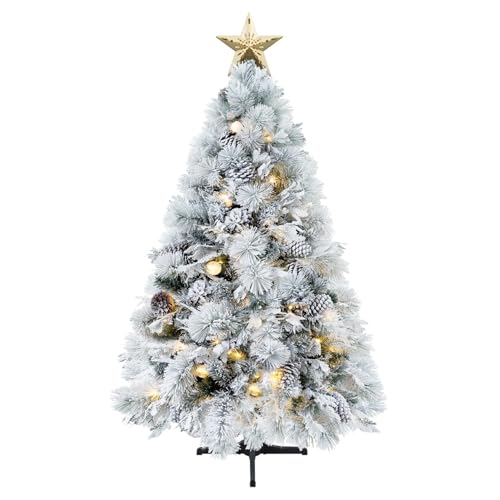 Darla 4.5ft Snow Flocked Rotating Christmas Tree with Star Projector