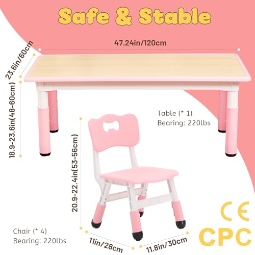 Kids Table and 4 Chairs Set for Ages 3