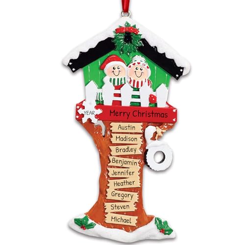 3D Treehouse Family of 9 Ornament 2026 Personalized Family Christmas Ornaments 2026
