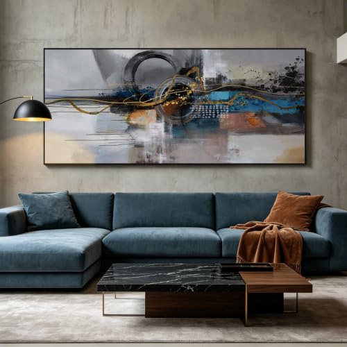 Abstract Wall Art for Men Large Framed Canvas Picture in Greys