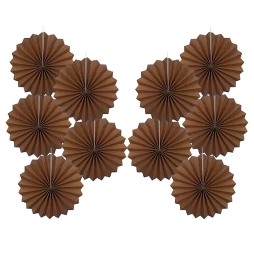 Brown Party Decorations Brown Hanging Paper Fan Set DIY 8 inch