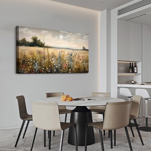 Framed Wall Decor For Living Room Canvas Prints Wall Art Bedroom Office Decoration Vintage Abstract Painting Rural Natural Landscape Artworks Pictures Ready To Hang Farmhouse Home Decor