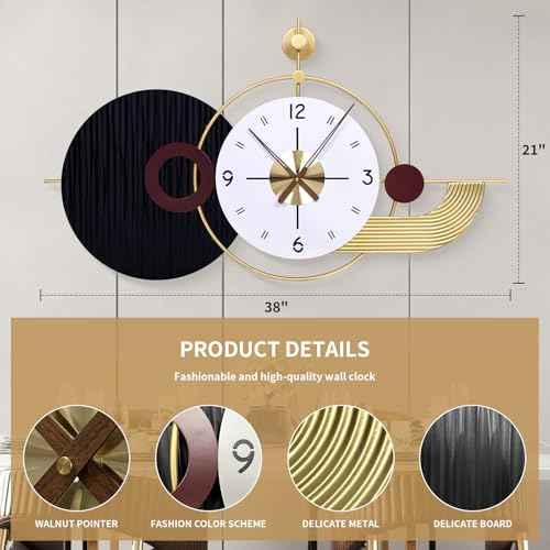 37.8×21 Inch Modern Abstract Geometric Metal Wall Clock