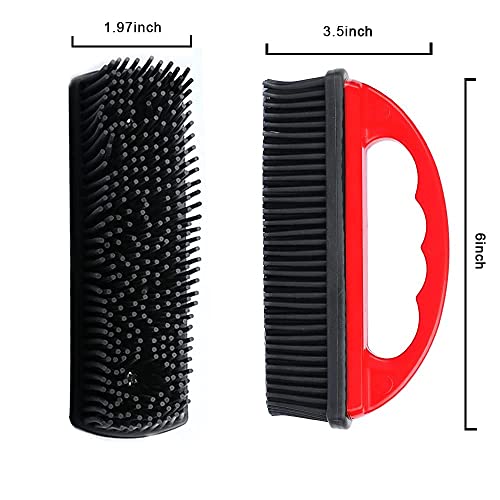 Rubber Brush Effortless Pet Hair & Lint Removal for Couches & Clothes Red