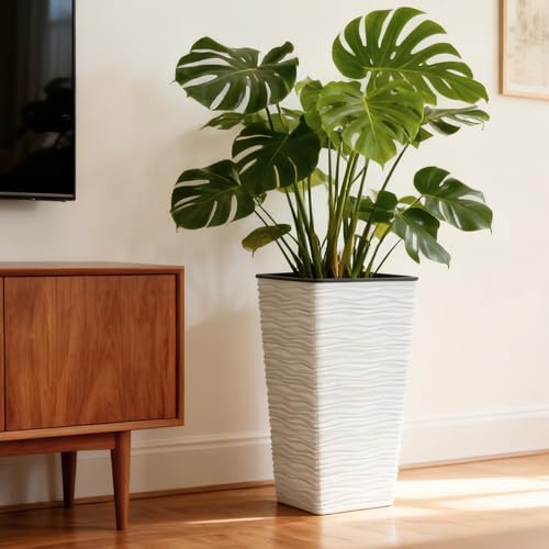 Garden 2 Pack 22" H. White Square Tapered Planter with Inside Pots (2 Count)
