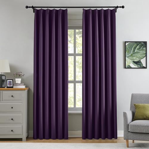 Royal Purple Pinch Pleated Curtains 84 Inch Length 2 Panels Set (2 Count)