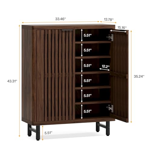 Farmhouse Shoe Cabinet with Shutter Doors
