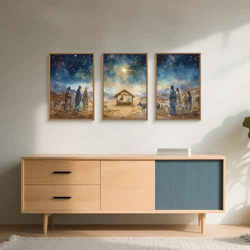 Large Bible Christian Religious Framed Canvas Wall Art Set