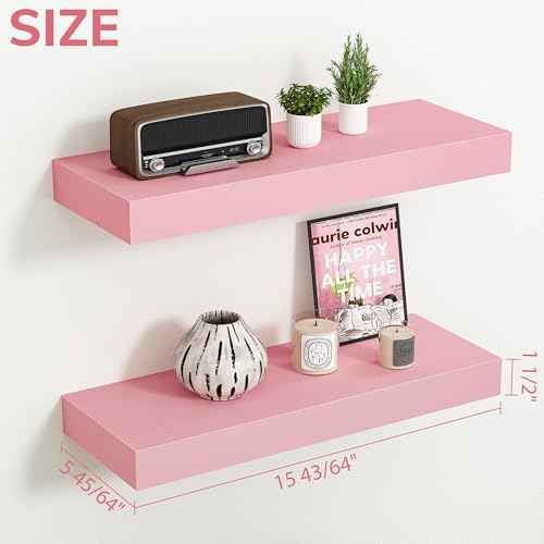 Pink Floating Shelves for Wall (2 Count)