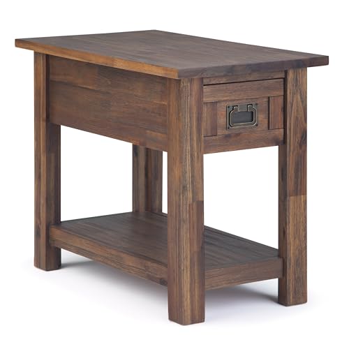 Monroe 14" Wide Solid Wood End Table in Charcoal Brown