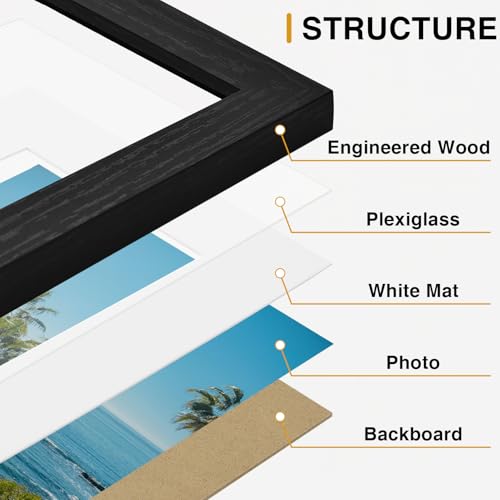 8x10 Picture Frames Set of 9 for Wall or Tabletop Display (9 Count)