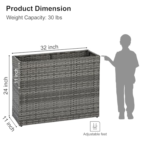 Large Rectangular Planter for Outdoor Rattan Block Box 32x11x24''