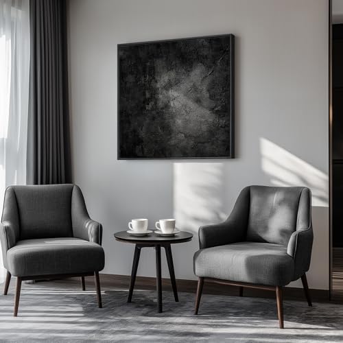 Framed Modern Black Abstract Square Wall Art Decor for Living Room