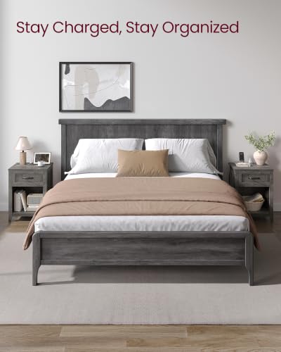 Farmhouse Nightstand with Charging Station