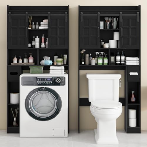Over The Toilet Storage Cabinet with Sliding Doors