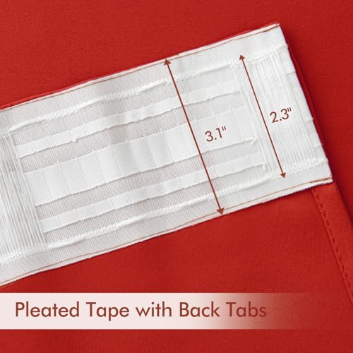 Christmas Red Back Tab Blackout Curtains 52x90 Inch Long 2 Panels (2 Count)