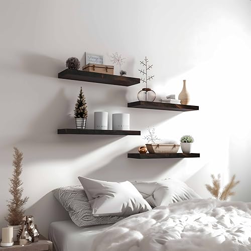 Wood Floating Shelves for Wall Decor (4 Count)
