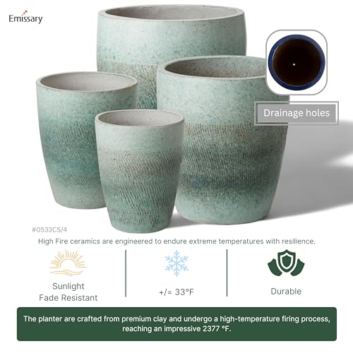 Bullet 14 in. Coastal Splash Ceramic Round Planter