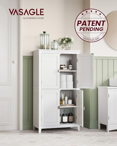 Bathroom Floor Storage Cabinet with 4 Doors