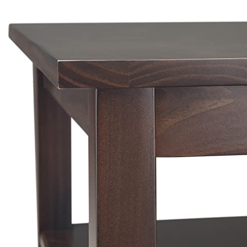 Warm Shaker 14" Wide Solid Wood End Table in Brunette Brown