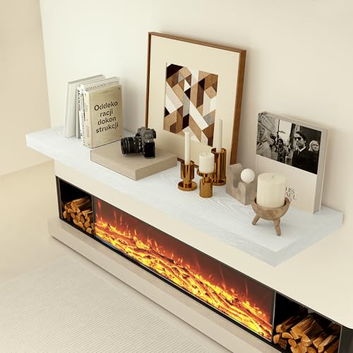 72 x 12 Deep Floating Shelves Wall Mounted Set of 2 White