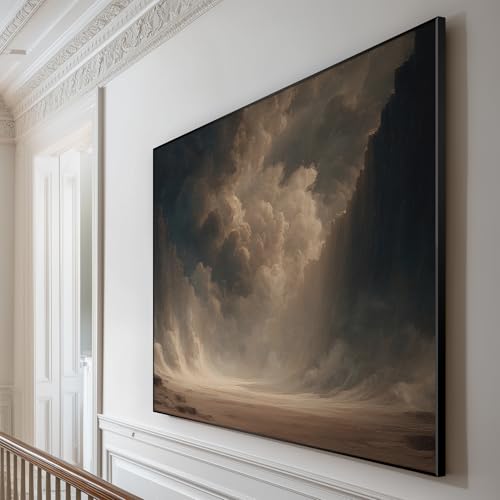 36"x46" Extra Large Framed Wall Art Dramatic Canyon Storm Cloudscape Illustration for Home Living Room Bedroom Decor