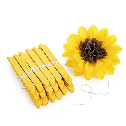 Sunflowers Party Decorations Yellow Tissue Pom Poms Paper Flowers for Classroom Baby Shower Wedding Birthday Party Backdrop Home Decoration (18 Count)