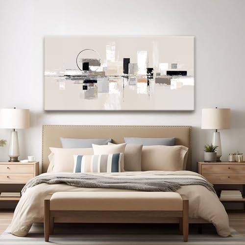 Abstract Wall Art Black White Canvas Wall Art For Living Room 24" × 48"