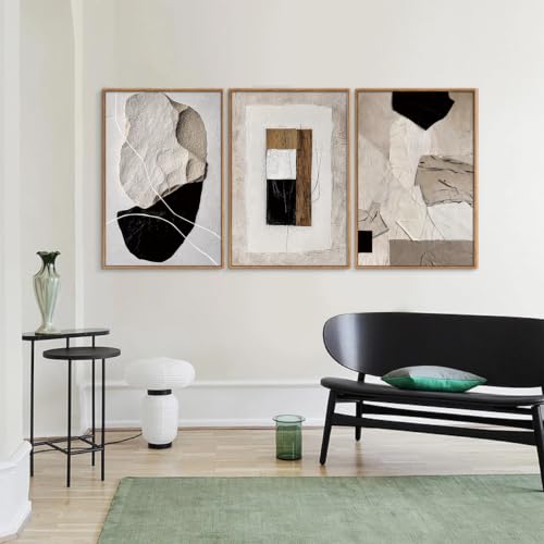Boho Abstract Framed Canvas Wall Art Set