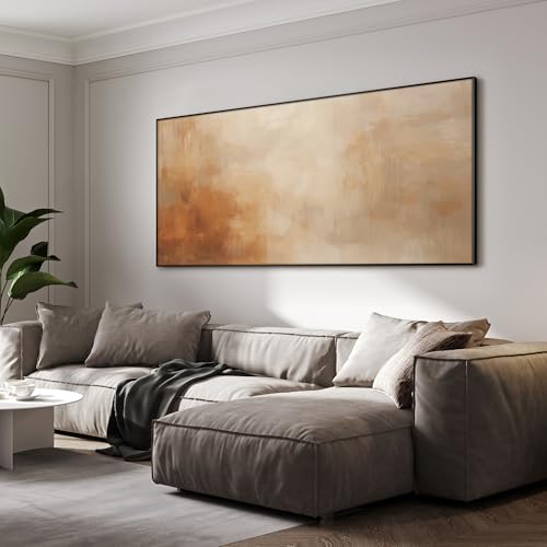 36"x72" Extra Large Framed Wall Art Beige Abstract Minimalist Neutral with Soft Brushstrokes Illustration for Home Living Room Bedroom Decor