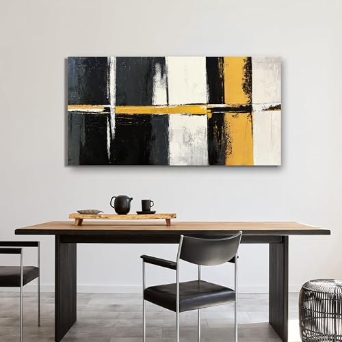 Black Yellow Abstract Wall Art Prints For Bedroom Home Wall Decor 20"x40"
