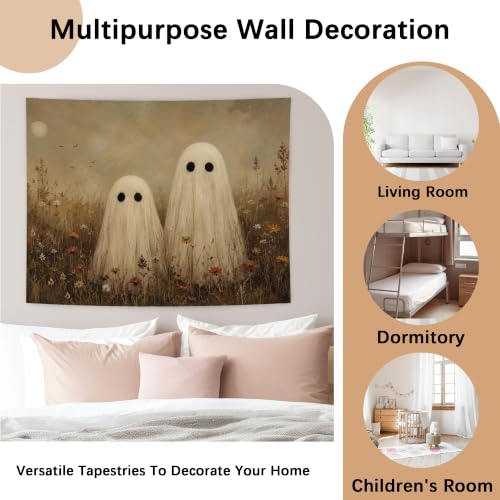 Fall Halloween Wildflower Ghost Tapestry 50x60 Inches