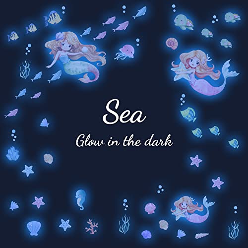 Glow in The Dark Stars Mermaid Wall Decals
