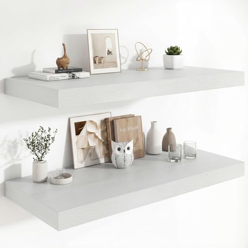 36 x 12 Deep Floating Shelves Wall Mounted Set of 2 White (2 Count)