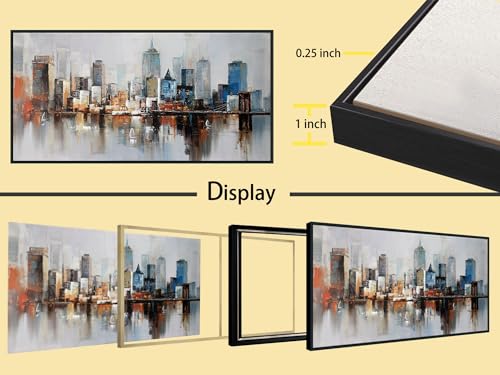 Brooklyn Bridge Wall Art Modern New York Abstract Canvas Cityscape Painting Colorful NYC Skyline Textured Picture for Living Room Bedroom Home Office Wall Decor