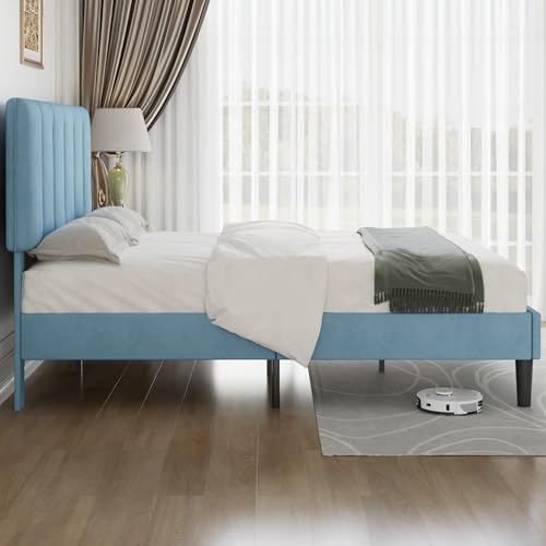 Queen Size Bed Frame with Upholstered Headboard
