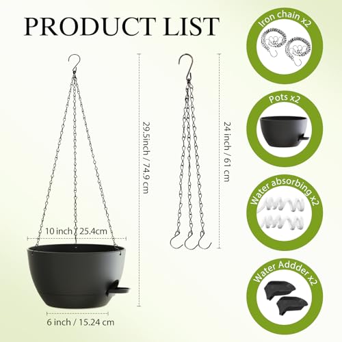 10 Inch Hanging Baskets 2 PC with Chains (2 Count)