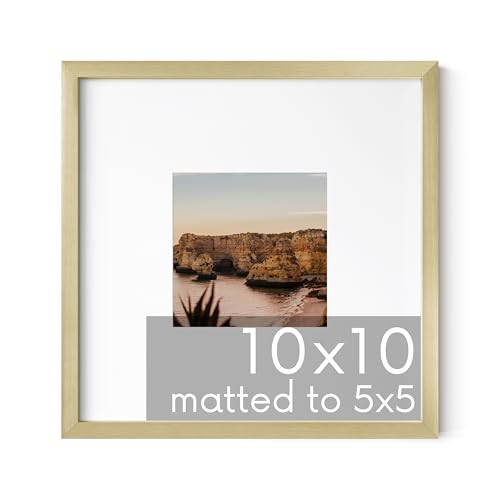 10x10 Gold Metal Picture Frame Matted to 5x5