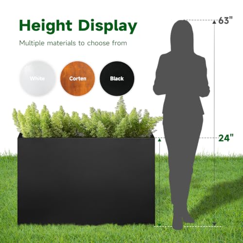 Metal Rectangular Planter 32" L x 15" W x 24" H Outdoor Tall Metal Planter