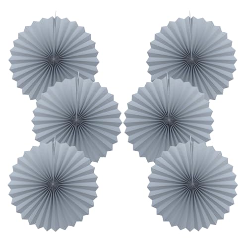 Gray Party Decorations 16inch Gray Hanging Paper Fans Set 6 Pcs (30 Count)